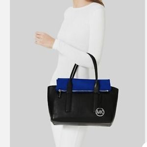 Michael Kors | Bags | Michael Kors Tippi Large Satchel Black Blue 